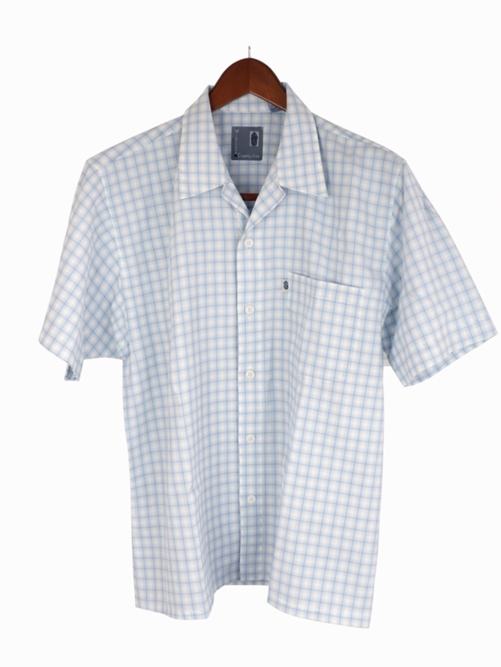 Pineapple Connection Button Down Shirt Blue Plaid Short Sleeve Casual